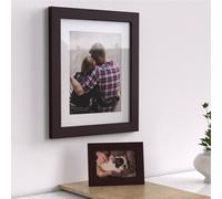 (14x14" for 13x13" image, Mahogany) Photo Frame with White Mount Dark Brown Oak Teak Mahogany Picture Frame All Size