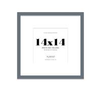 14x14 Grey Picture Frame with Large Mount for 8x8 Photos, Prints - Modern Square Wall Frame, 1 Pack
