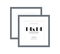 14x14 Grey Picture Frame with Mount for 12x12 Photos, Prints - Modern Square Wall Frame, Set of 2