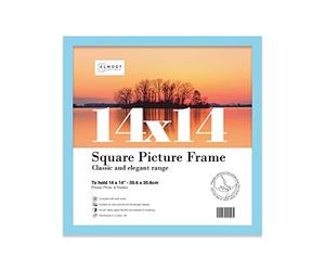 14x14 Inch Light Blue Square Thin Photo Frame Wall Mountable Thin Picture Frame Standard Square Photograph Size, 14" X 14"(35.6 X 35.6cm)