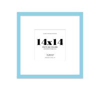 14X14" Light Blue Picture Frame - 14X14" Square Frame With 11X11" Mount For 14X14"/11X11" Pictures Moderrn Style Thin Edge, 1 Pack