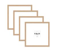 14x14 Oak Picture Frame with Large Mount for 4x4 Photos, Prints - Modern Square Wall Frame, Set of 4