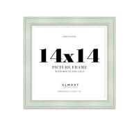 14x14" Sage Green Square Picture Frame with 13x13" Mount - Shabby Chic Photo Frame with Distressed Finish, Gold Trim, Wall Hooks, 37mm Edge - 1 Pack