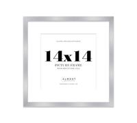 14x14 Silver Picture Frame with Mount for 12x12 Photos, Prints - Modern Square Wall Frame, 1 Pack