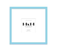 14x14 Square Picture Frame, Display Pictures 10x10 With Mat or 14x14 Without Mat, Wall Hanging & Free Standing Photo Frame, Light Blue, 1 Pack