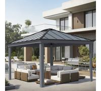 Gazebo Canopy Shelter 14 x 16ft Palram Dalls Grey With Polycarbonate Roof