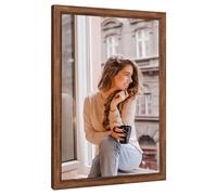 14x17 Wood Frame Brown, Rustic Natural Wooden 17x14in Poster Picture Frame, Distressed 14 x 17inch Woodgrain Gallery Photo Frame with HD Plexiglass, Horizontal Vertical Wall Mounting Display 1pcs