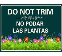 14x20 CM Bilingual Do Not Trim In English And Spanish Yard Sign With Metal Stakes Do Not Mow Bee Butterfly Garden Decor for Lawn Farm Decor Sturdy Aluminum Rustproof Weatherproof