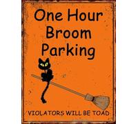 14x20 CM Rustic Witch Plaque One Hour Broom Parking Halloween Yard Sign Funny Halloween Night Decor 31th October Party Outdoor Aluminum Signs Fall Decoration