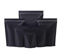 (14x20cm) 100Pcs Matte Black Zip Lock Mylar Foil Stand Up Bag Self Seal Resealable Tear Notch Doypack Chocolate Coffee Candy Pack Pouches