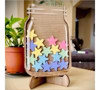 14x21cm Star Reward Jar, Reward Jar With Star Tokens, Incentive Jar, Good Behavior Jar, Wooden Behavior Reward Jars With 25 Stars, Portable Teaching Aids For Home, Kindergarten, School