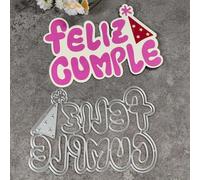 14x9.5cm Spanish Words Happy Birthday Metal Cutting Dies Cut Stencils for Scrapbooking Embossing Paper Photo Album Decorative Card Making Template