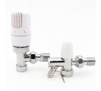 15/10mm Angle Westherm Classic TRV Twin Pack White Lockshield Set | Thermostatic Radiator Valve & Lockshield Set - 15/10mm Angle Twin Pack, White DO