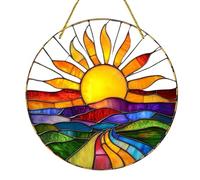 15 * 15Cm Large Large and Colourful Sun Suncatcher,Hanging Garden Ornaments,Ideal Suncatchers for Windows,Hanging Decorations for Home,Window Decorations,Stained Glass Window Hangings