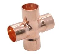 15 16 22 28 35 45mm Copper End Feed Solder Cross 4 Ways Weld Scoket Plumbing Fitting Connector Coupler Splitter Air Conditioner(22mm)