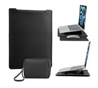 15-16 Inch Protective Laptop Sleeve Case with Stand Feature, for MacBook Pro/MacBook Air 15/16" 2025-2021, 15 15.6 16 Inch Surface/Dell/Lenovo/HP/ASUS PU Leather Laptop Case (15"-16" Black)
