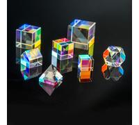15 18 22mm RGB X-Cube Prism Combiner Splitter Cross Dichroic Polyhedron Pyramid Physics Teaching Decoration Photograph Lens(18mm 6-sides prism)
