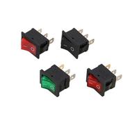 15 * 21mm SPST ON OFF Rocker Position Switch KCD1 2/3/4pin 10A/125V 6A/250V Snap-in Locked 5Pcs(3Pins-Red light)