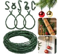 15.24M/50Ft Christmas Garland Ties - Cuttable Artificial Pine Garland Wire Ties - Green Mini Thin Wired Stems Straps for Holiday Party Yard Wall Doorway Outdoors Decoration