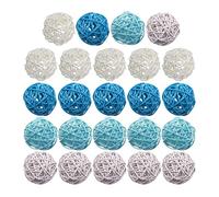 15/24Pc 5 cm Wicker Rattan Balls Wedding Christmas Party Blue Gray White 24, Blue Grey White, 24 pcs 5 cm
