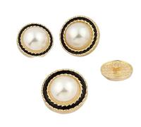 15-25mm Metal Pearl Buttons for Clothing Women Coats Sweater Sewing Accessories DIY Garments Crafts Supplies Buttons, Gold Black, 15mm 10pcs