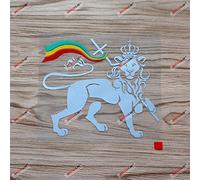 15.2cm Silver + Tricolor Lion of Judah Decal Sticker Car Vinyl Rasta Rastafari Flag Jamaica Ethiopia Style a