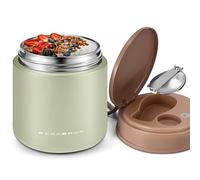 15.2oz Kids Thermo Food Jar - Leakproof Wide Mouth Insulated Food Container with Spoon & Handle, Hot Lunch Box for Kids Toddlers, School Meal Thermo（Green）