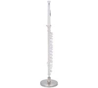 15.3 x 3.2 x 3.2cm / 6 x 1.3 x 1.3in Copper Miniature Flute Model with Stand and Case, Mini Musical Instrument Replica Dollhouse Model (Silver)
