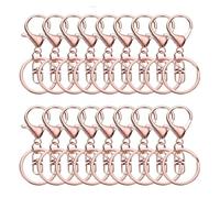 15/30/50/80Pcs Metal Lobster Claw Clasp Keychains Swivel Spring Hook with Flat Split Ring for DIY Crafts Keychain Lanyard Making(Rose Golden,30PCS)