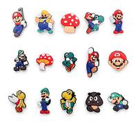 15, 30, Mixed, Girl Or Boy Superhero Famous Cute Cool Funny Random Colourful Shoe Charms Decorations For Croc Clog Shoes, Bracelet And Wristband For Women & Men No Duplicates (15 Mario)