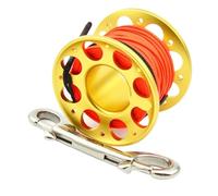 15 30m Mini Scuba Diving Spool Finger Reel Bolt Snap Hook Aluminum Alloy Dive Gear Parts for Cave, Wreck,Drift Diving(15m Gold)