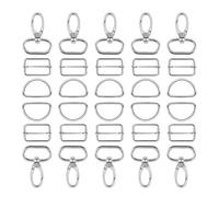 15/36/72Pcs Oval Ring Lobster Claw Swivel Snap Hook D-Ring Sliding Buckle Kit for Leash Keychain Accessories DIY Wallet Bag(Silvery,72PCS)
