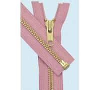 15” / 38cm YKK Open Ended Zip with Gold Metal Teeth Golden Runner Corrosion Resistant Medium Weight Separating Zipper for Coats, Hoodies, Sportswear, Fleece Jackets (Pale Pink/Baby Pink)