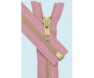 15” / 38cm YKK Open Ended Zip with Gold Metal Teeth Golden Runner Corrosion Resistant Medium Weight Separating Zipper for Coats, Hoodies, Sportswear, Fleece Jackets (Pale Pink/Baby Pink)