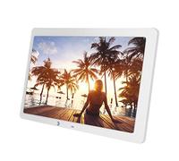 15.4" Digital Photo Frame 1280 * 800 High Resolution HD Multi-function Motion Detection 16:9 FHD IPS Screen Digital Picture Frame with Remote Controller, Support 32G SD Card, Gift For Family(White)