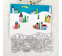 15.4x7.1cm Snow Town Cutting Dies Cut Stencils for Card Making Scrapbook Album Decoration,Embossing Stencil Template