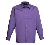 (15.5 in, Purple) Premier Mens Poplin Long-Sleeved Shirt