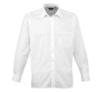 (15.5 in, White) Premier Mens Poplin Long-Sleeved Shirt