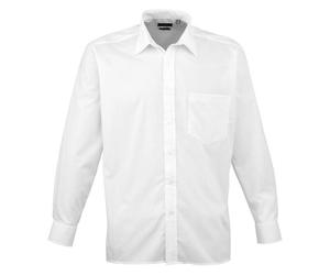 (15.5 in, White) Premier Mens Poplin Long-Sleeved Shirt