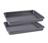 15.5 Inch Oven Tray Set, 2-Piece Heavy Duty Baking Tray, Nonstick Baking Pan (Deep Grey)