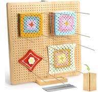 15.5"" x 15.5"" Foldable Crochet Blocking Board with Pegs | 35 Stainless Steel Rod Pins - Upgrade Large Blocking Boards for Crochet Projects, Gifts for Crocheters, Mothers, Grandmothers