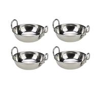 (15.5cm /6.2" - 4pc) CATERING STAINLESS STEEL BALTI DISH WITH HANDLES