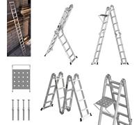 15.5Ft/4.7M Heavy Duty Aluminum Ladder 7 in 1 Folding ladder Straight/A-frame Adjustable Combination Ladder with 2 Stabilizers and Tool Shelf, 330lbs Max Capacity Multifunctional
