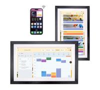 15.6" Digital Google Calendar+Pen,No Subscription|All-in-one Smart Display:Photo Frame,Google Play Apps,Voice Assistant,Home Hub,Streaming|Built-in Battery|Wall&Desk|Anti-Glare Touchscreen|Walnut Wood