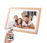 15.6" Digital Picture Frame with 1080P Ips Touch Screen, 32GB Large Storage Photo Frame Electronic with Auto-Rotate, Wall Mountable, Wifi & App Smart Instantly Share Photos and Videos (Wood 15.6")