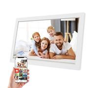 15.6" Digital Picture Frame with 1080P Ips Touch Screen, 32GB Large Storage Photo Frame Electronic with Auto-Rotate, Wall Mountable, Wifi & App Smart Instantly Share Photos and Videos (White 15.6")