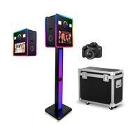 15.6" DSLR Photo Booth Machine with Double Sided Display, Built-in Mini PC, RGB Light, Portable Camera Photobooth with Flight Case for Weddings Parties (Black, Photo Booth+Camera)