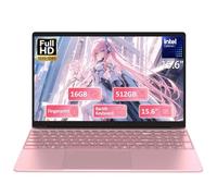 15.6" FHD Student Laptop Pink,16GB DDR4 RAM 512GB PCIe SSD,Portable Laptop Computer with Backlit Keyboard,180 ° Angle Opening,Fingerprint Reader,6000mAh Battery,Webcam,WiFi 5,BT 4.2,HDMI,USB 3.0