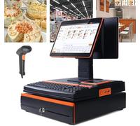 15.6 In Dual Screen Electronic Cash Register, with 101 Keys Keyboard & Handheld Scanner, Win7/10, 64GB SSD, Register Catering Supermarket Cashier for Business Retail dual screen
