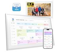 15.6 Inch Digital Family Planner, Full HD Touchscreen Wall Calendar, Smart Calendar with App Sync, Dual WiFi (2.4/5GHz), Electronic Photo Frame & Meal Planner for Family, Seniors, White